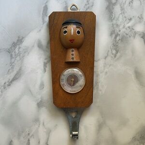 Vintage kokeshi folk art style thermostat and hook -  AS IS
